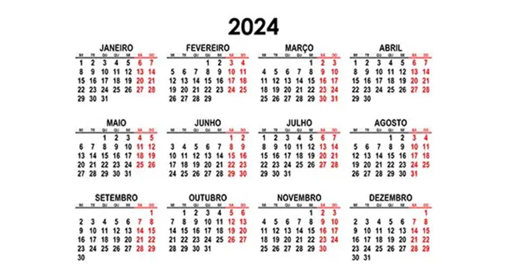 Calend&aacute;rio de bisemanas 2024