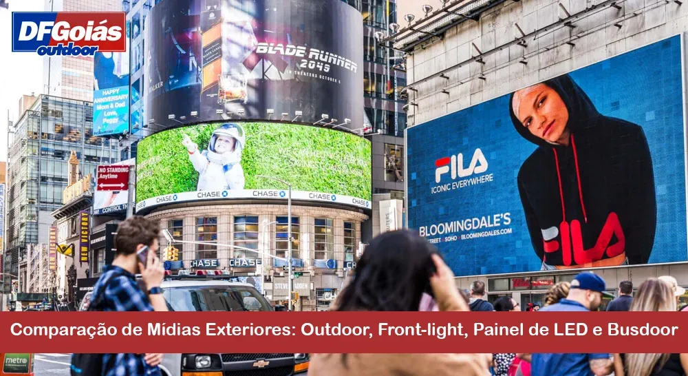 Compara&ccedil;&atilde;o de M&iacute;dias Exteriores: Outdoor, Front-light, Painel de LED e Busdoor